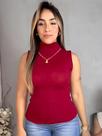 Blusa Tricô Regata Garrafinha Tricot Inverno Lã Bordô