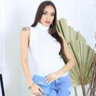 Blusa Tricô Regata Garrafinha Tricot Inverno Lã Branco