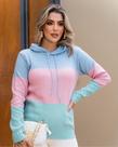 Blusa tricot com capuz Ateliê Aquarelle Azul / Rosa / Verde Água