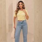 Blusa Tricot Com Laços e Gola Polo Feminina Revanche Leysin