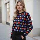 Blusa Tricot Coração Manga Longa Blusa Tricot Coração Manga Longa