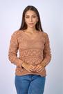 Blusa tricot feminina decote v rendada- 1212
