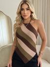 Blusa Tricot Feminina Frente Única Canelado Listrada Inverno Casual Elegante Moda Tricô Quentinha Frio Blusa Tricot Feminina Frente Única Canelado Listrada Inverno Casual Elegante Moda Tricô Quentinha Frio
