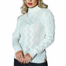 Blusa Tricot Feminina Frio Branca Manga Longa Casual Inverno Quentinha