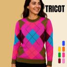 Blusa Tricot Feminina Manga Longa com Estampa Elegante Casual