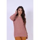 Blusa Tricot Feminina Nervura com Trança Lateral Suéter Inverno Premium