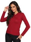 Blusa Tricot Feminina Sueter Gola V Manga Longa