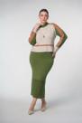 Blusa Tricot Fio Mousse Tricolor Inverno Feminina Plus Size Off com Verde