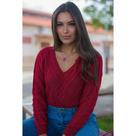 Blusa Tricot Gola V Losangos - Giuliana Marques Tricot Tam M