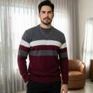 Blusa Tricot Listrada Masculina Manga Longa Inverno Casual Elegante Moda Masculino Tricô Malha de Frio Blusa Tricot Listrada Masculina Manga Longa Inverno Casual Elegante Moda Masculino Tricô Malha de Frio