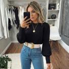 Blusa Tricot Manga Longa Bufante