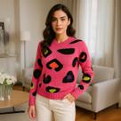 Blusa Tricot Manga Longa Estampa Animal Colors