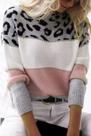 Blusa Tricot Manga Longa Onça Blusa Tricot Manga Longa Onça-Pink-Cinza