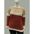 Blusa Tricot Mousse Com Pelinho Angora Listrada Moderna Elegante Plus Size Tam GG