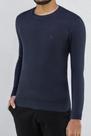 Blusa Tricot Ogochi Casual Slim Trabalhado Azul Marinho: Blusa Tricot Ogochi Casual Slim Trabalhado Azul Marinho:
