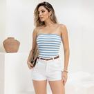 Blusa Tricot sem alça Listrado Feminina Revanche Judeia Blusa Tricot sem alça Listrado Feminina Revanche Judeia