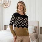 Blusa Tricot Trama Trançada Manga Longa