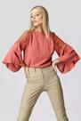 Blusa Trimix Guip Mangas Detalhes Tamanho P