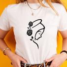Blusa tshirt feminina NOSSA SENHORA FLORES PRETA E BRANCA, Sagrada Familia,São Jose, Maria,Jesus camiseta tshirt cristã,