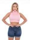 Blusa tshirt top cropped canelado sem mangas Blusa tshirt top cropped canelado sem mangas