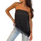 Blusa tubular feminina de renda acetinada Crop Top KMBANGI Y2K sem alças