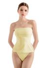 Blusa tubular feminina SUUKSESS com forro duplo, lado dividido, amarelo pálido