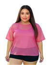 Blusa Tule Feminina Fitness Academia PLus Size Rosa Pink
