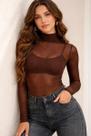 Blusa Tule Manga Longa Feminina Luxo