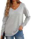 Blusa túnica feminina GRECERELLE, com decote em V, cinza, tamanho M Blusa túnica feminina GRECERELLE, com decote em V, cinza, tamanho M
