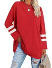 Blusa túnica feminina Larmliss de tamanho grande, gola redonda, manga comprida