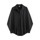 Blusa Túnica Feminina Oversize Branca De Manga Longa Com Botões, Estilo Minimalista Chique E Solto