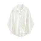 Blusa Túnica Feminina Oversized Branca De Manga Comprida Com Botões, Minimalista E Elegante, Blusa Túnica Feminina Oversized Branca De Manga Comprida Com Botões, Minimalista E Elegante,