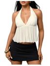 Blusa única Milumia Y2K, bolinhas, sem encosto, babados, bainha, damasco