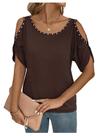 Blusa Verdusa Cold Shoulder Beaded Brown para mulheres Blusa Verdusa Cold Shoulder Beaded Brown para mulheres