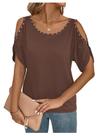 Blusa Verdusa Cold Shoulder Beaded Summer Light Brown Blusa Verdusa Cold Shoulder Beaded Summer Light Brown
