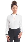 Blusa VerSil Off White com Babados e Detalhe em Preto TM M
