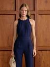 Blusa Via Lessa Cirela com Trança em Viscose Azul Marinho