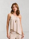Blusa Via Lessa Cozani Ombro Único em Linho Natural