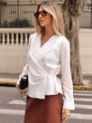 Blusa Via Lessa Olivia Transpassada com Linho Off White