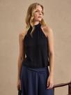 Blusa Via Lessa Siena Gola Alta em Viscose Preta