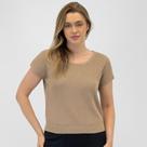 Blusa Via Tricot Modal com Lurex Manga Curta Feminina