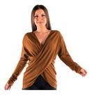Blusa Viscolycra Manga Longa Transpassada Social Elegante