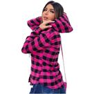 Blusa Xadrez Feminina Blusa Camisete Manga Longa Touca - Rebel Cat