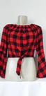 Blusa xadrez Feminina Ombro a Ombro