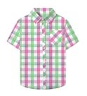 Blusa xadrez SANGTREE de manga curta com botões - rosa roxa