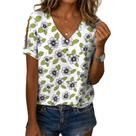 Blusa Zhyaj com estampa floral, decote em V, botões e manga curta