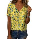 Blusa Zhyaj estampada floral com decote em V, casual e soltinha Blusa Zhyaj estampada floral com decote em V, casual e soltinha