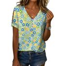 Blusa Zhyaj Summer com estampa floral boho solta para mulheres Blusa Zhyaj Summer com estampa floral boho solta para mulheres