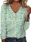 Blusa ZOCANIA Bohemian Floral com botões e decote em V para mulheres Blusa ZOCANIA Bohemian Floral com botões e decote em V para mulheres