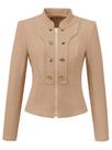 Blusão Allegra K Vintage Steampunk Button Zip Up Crop para mulher Blusão Allegra K Vintage Steampunk Button Zip Up Crop para mulher